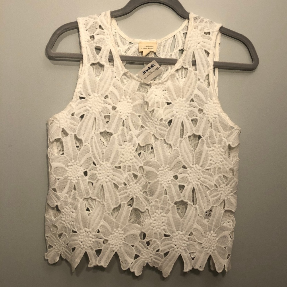 NWT white floral lace tank top